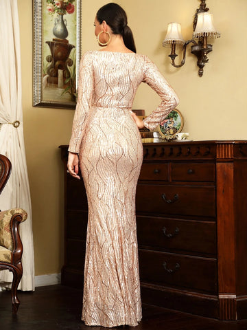 LOVE&LEMONADE Split Thigh Sequin Prom Dress LOVE&LEMONADE Split Thigh Sequin Prom Dress