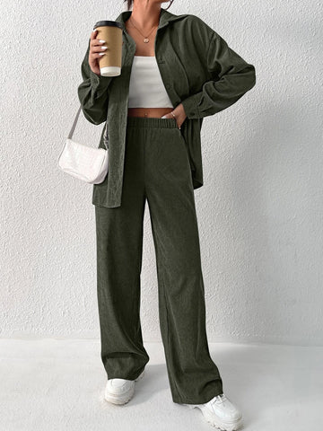 Solid Drop Shoulder Shirt & Pants Solid Drop Shoulder Shirt & Pants