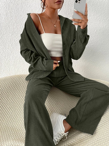 Solid Drop Shoulder Shirt & Pants Solid Drop Shoulder Shirt & Pants