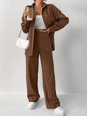 Solid Drop Shoulder Shirt & Pants Solid Drop Shoulder Shirt & Pants