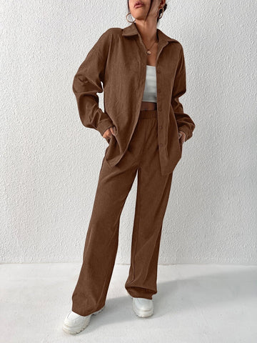Solid Drop Shoulder Shirt & Pants Solid Drop Shoulder Shirt & Pants