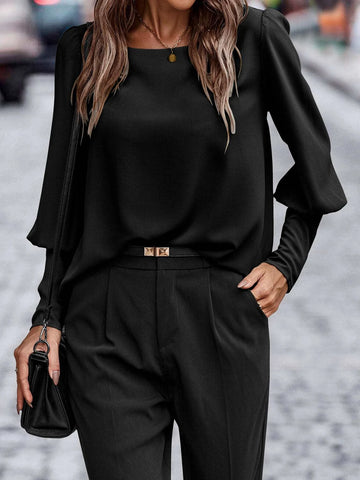 Solid Button Back Blouse Solid Button Back Blouse