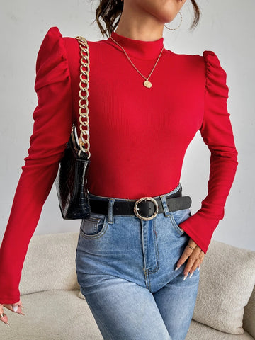 Mock-neck Gigot Sleeve Top Mock-neck Gigot Sleeve Top