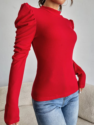 Mock-neck Gigot Sleeve Top Mock-neck Gigot Sleeve Top