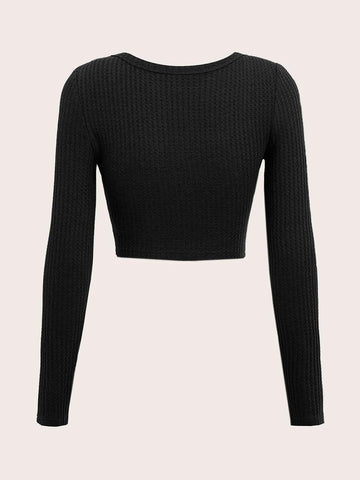 Scoop Neck Rib-knit Crop Tee Scoop Neck Rib-knit Crop Tee