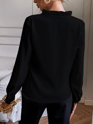 Solid Notched Neck Shirt Solid Notched Neck Shirt