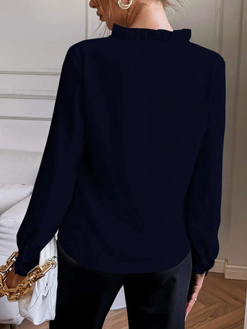 Solid Notched Neck Shirt Solid Notched Neck Shirt