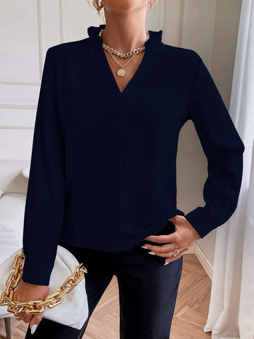 Solid Notched Neck Shirt Solid Notched Neck Shirt