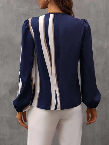 Color Block Button Front Blouse Color Block Button Front Blouse