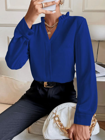 Solid Notched Neck Shirt Solid Notched Neck Shirt