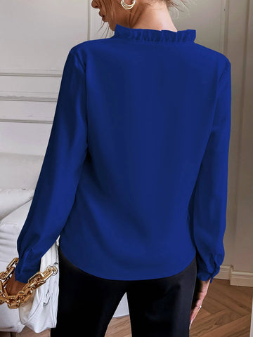 Solid Notched Neck Shirt Solid Notched Neck Shirt