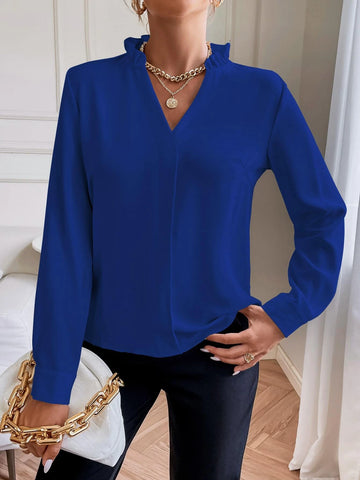 Solid Notched Neck Shirt Solid Notched Neck Shirt