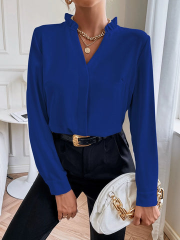 Solid Notched Neck Shirt Solid Notched Neck Shirt