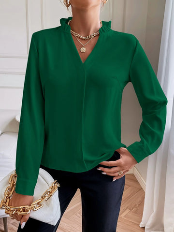 Solid Notched Neck Shirt Solid Notched Neck Shirt