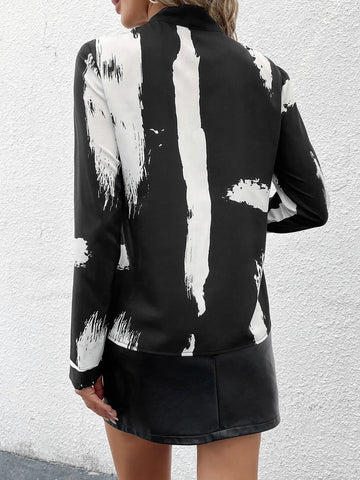 Colorblock Tie Neck Shirt Colorblock Tie Neck Shirt