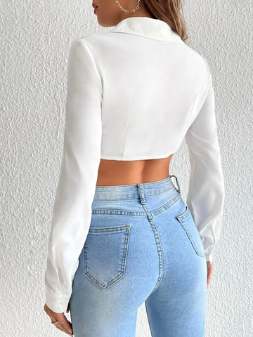 Tall Asymmetrical Hem Crop Shirt Tall Asymmetrical Hem Crop Shirt