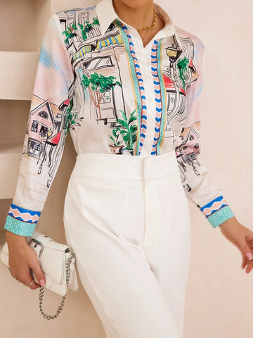 Street View Print Button Up Shirt Street View Print Button Up Shirt