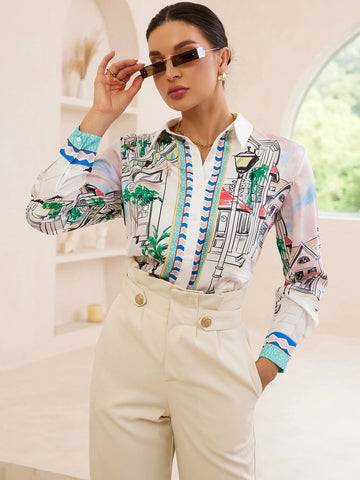 Street View Print Button Up Shirt Street View Print Button Up Shirt