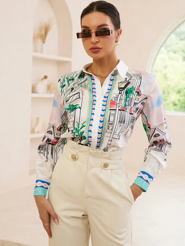 Street View Print Button Up Shirt Street View Print Button Up Shirt
