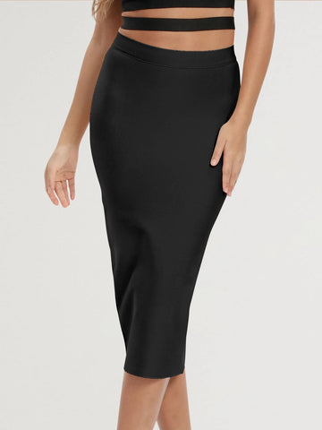 Zipper Back Split Hem Pencil Skirt Zipper Back Split Hem Pencil Skirt