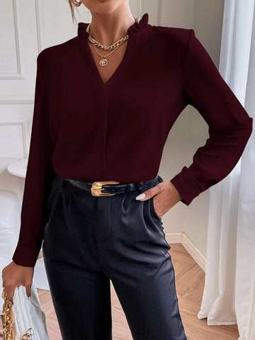 Solid Notched Neck Shirt Solid Notched Neck Shirt