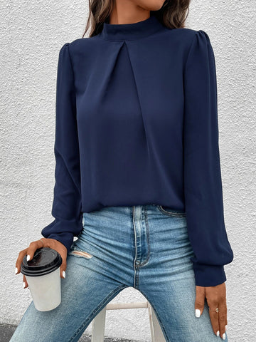 Mock Neck Puff Sleeve Blouse Mock Neck Puff Sleeve Blouse