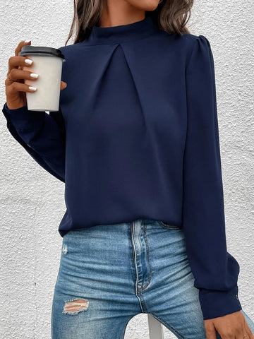 Mock Neck Puff Sleeve Blouse Mock Neck Puff Sleeve Blouse