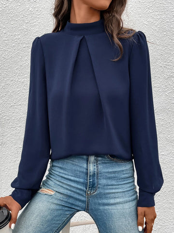 Mock Neck Puff Sleeve Blouse Mock Neck Puff Sleeve Blouse