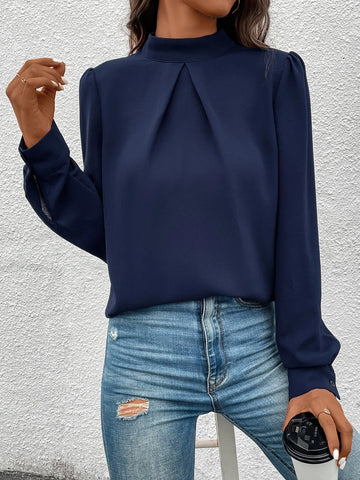 Mock Neck Puff Sleeve Blouse Mock Neck Puff Sleeve Blouse