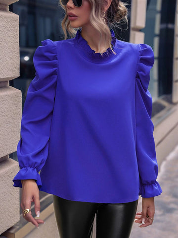 Frill Neck Flounce Sleeve Blouse Frill Neck Flounce Sleeve Blouse