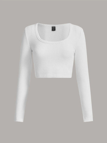 Scoop Neck Rib-knit Crop Tee Scoop Neck Rib-knit Crop Tee