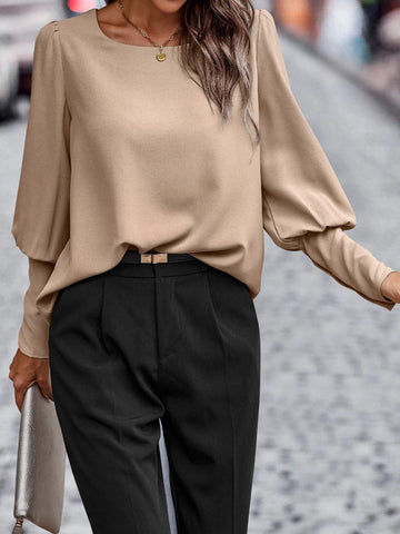 Solid Button Back Blouse Solid Button Back Blouse