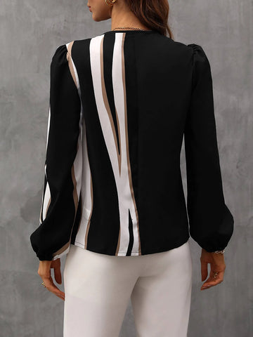 Color Block Button Front Blouse Color Block Button Front Blouse
