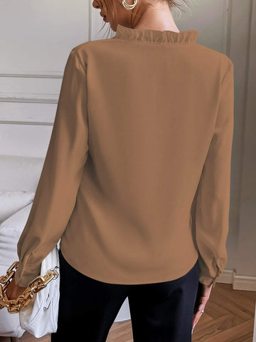 Solid Notched Neck Shirt Solid Notched Neck Shirt