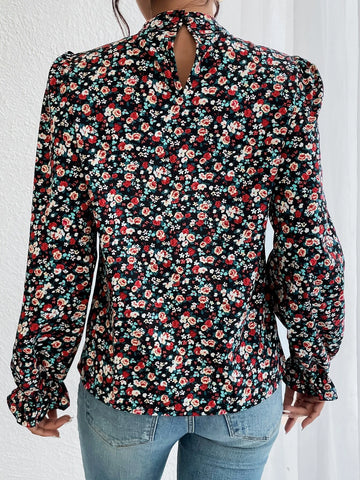 Ditsy Floral Print Flounce Sleeve Blouse Ditsy Floral Print Flounce Sleeve Blouse
