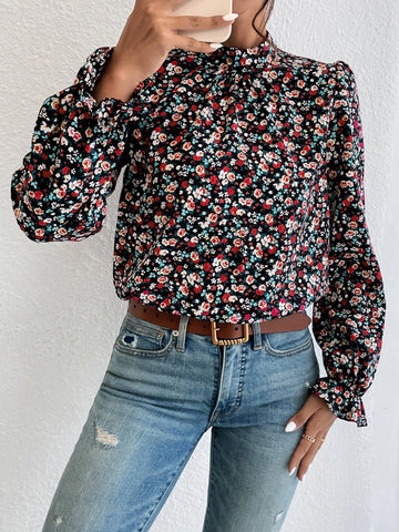 Ditsy Floral Print Flounce Sleeve Blouse Ditsy Floral Print Flounce Sleeve Blouse