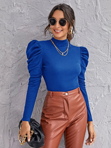 Mock-neck Gigot Sleeve Top Mock-neck Gigot Sleeve Top