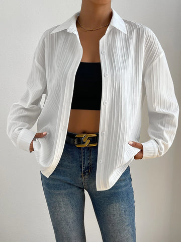 Drop Shoulder Button Front Shirt Drop Shoulder Button Front Shirt