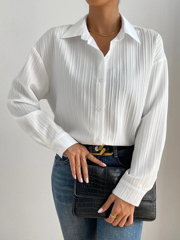 Drop Shoulder Button Front Shirt Drop Shoulder Button Front Shirt