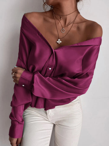 Button Up Solid Tunic Blouse Button Up Solid Tunic Blouse