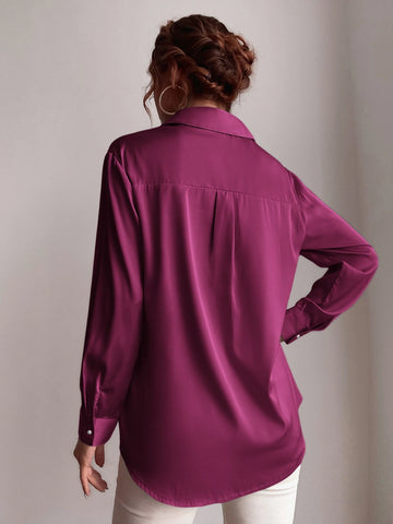 Button Up Solid Tunic Blouse Button Up Solid Tunic Blouse