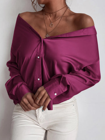 Button Up Solid Tunic Blouse Button Up Solid Tunic Blouse