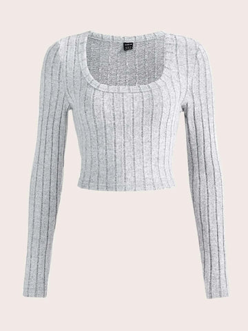 Solid Scoop Neck Crop Tee Solid Scoop Neck Crop Tee