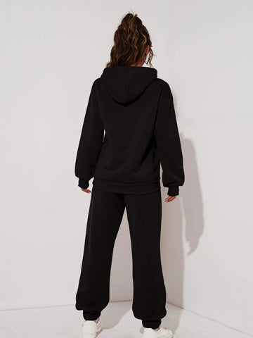 Letter Graphic Drawstring Hoodie & Sweatpants Letter Graphic Drawstring Hoodie & Sweatpants