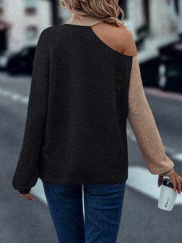 Two Tone Asymmetrical Neck Tee Two Tone Asymmetrical Neck Tee