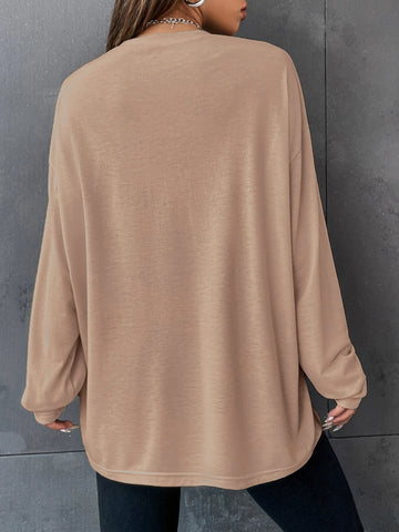 Letter Embroidery Drop Shoulder Tee Letter Embroidery Drop Shoulder Tee