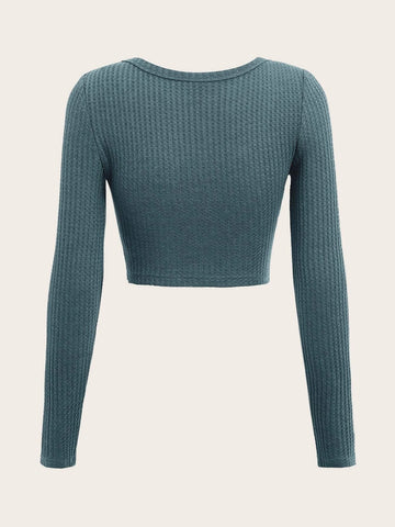 Scoop Neck Rib-knit Crop Tee Scoop Neck Rib-knit Crop Tee