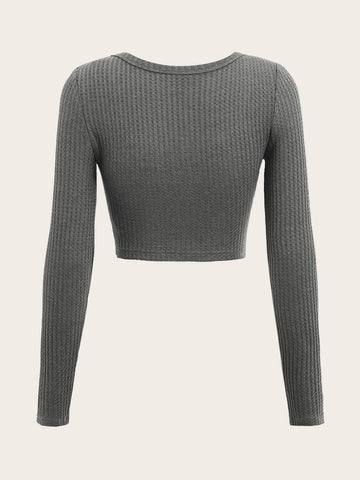 Scoop Neck Rib-knit Crop Tee Scoop Neck Rib-knit Crop Tee