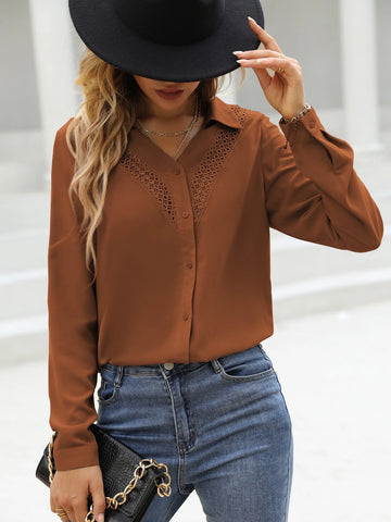 Guipure Lace Insert Shirt Guipure Lace Insert Shirt