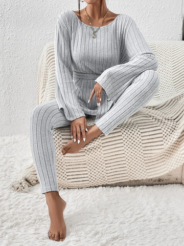 Ribbed Knit Belted Tee & Leggings Ribbed Knit Belted Tee & Leggings